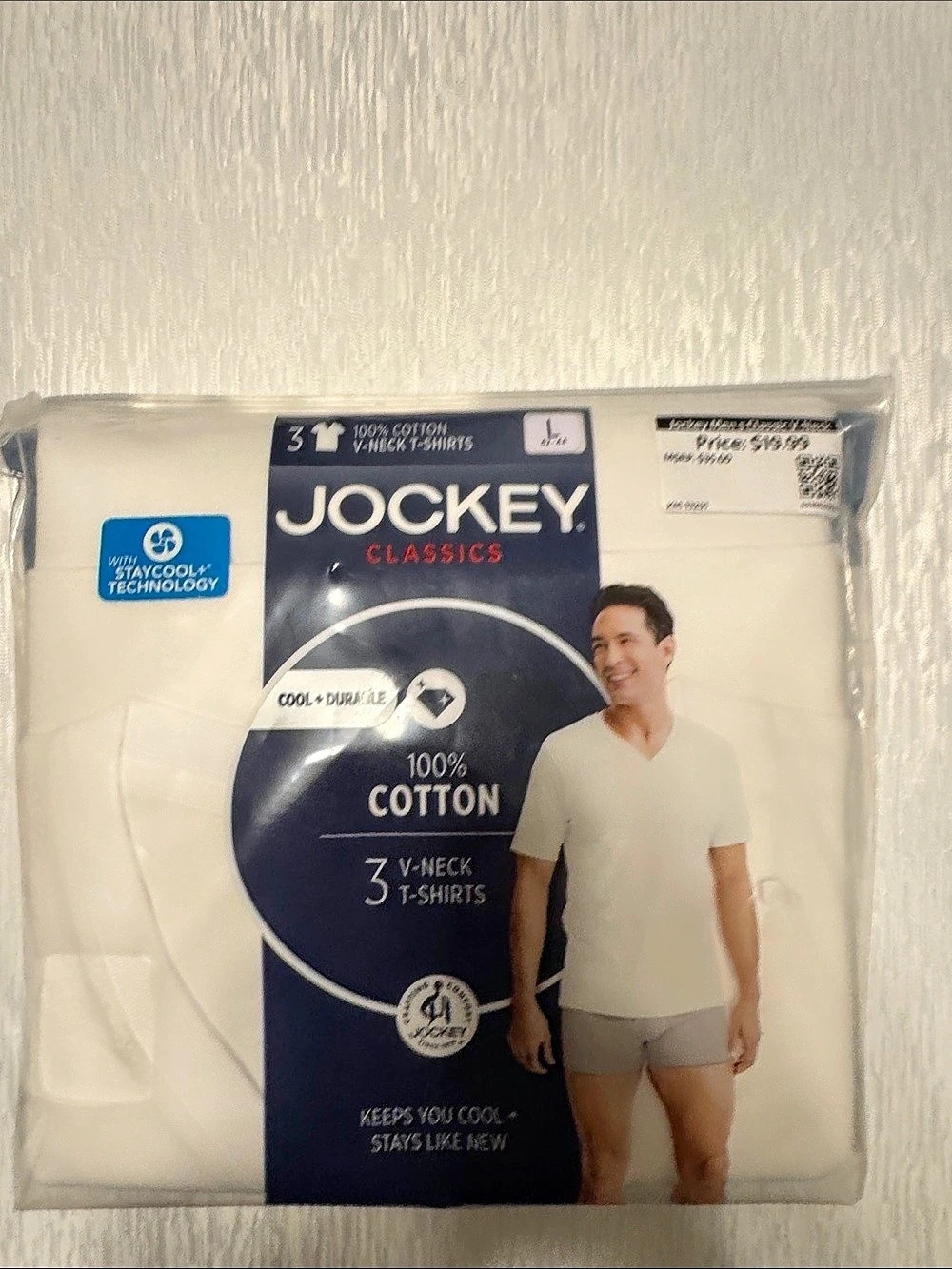 Jockey Classics 100% Cotton V-Neck 3-Pack T-Shirts Large